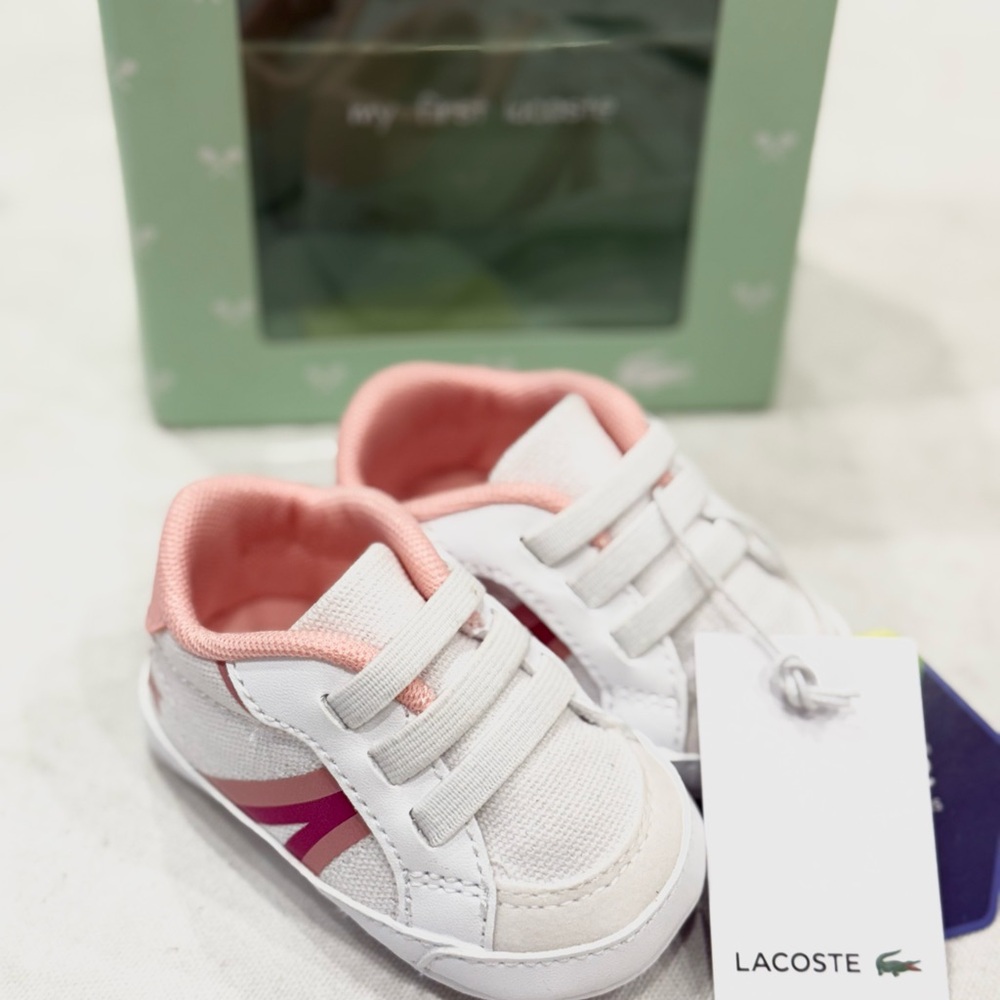 Lacoste L004 CRIB 2232 CUB Unisex Baby Shoes Color White/Pink